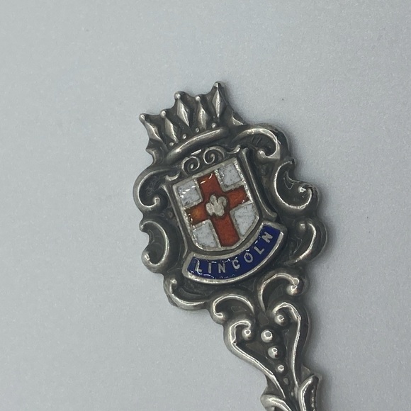 Vtg E.J LTD Sterling & Enamel Lincoln Souvenir Spoon Collectible 4.3” - Picture 3 of 5